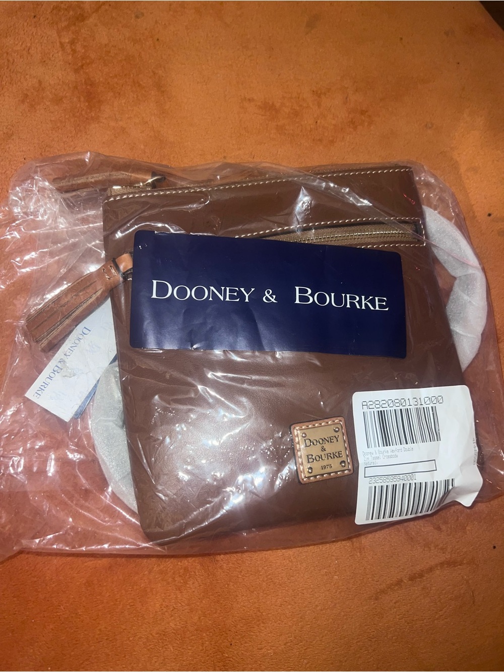 Dooney & Bourke Tan Leather Crossbody with Signature Patch